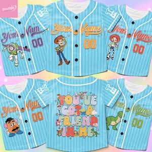 Personalized Disney Toy Story Characters Baseball Jersey, Custom Woody Buzz Light Year Jessie Baseball Jersey, Disneyland Birthday Kids Gift