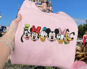 EMBROIDERED Mickey & friends Sweatshirt Tshirt Hoodie, Mickey Co WDW Disneyland Family Trip 2026 Embroidery shirt Gift