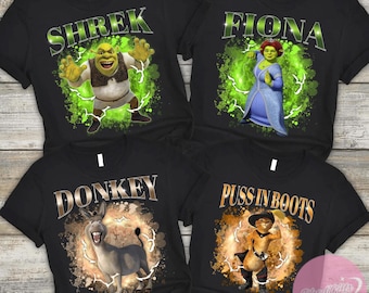 All Characters Shrek Shirt, Fiona Donkey Lord Farquaad Gingerbread Man Shrek Group Matching, Shrek Birthday Boy/Girl, Shrek Family Matching