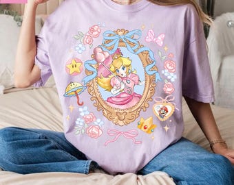 Coquette Bow Princess Peach Baby Tee Crop Tank, Mario Womens Shirt, Coquette Strawberries, Girls Trip Shirt, Mario Coquette Shirt