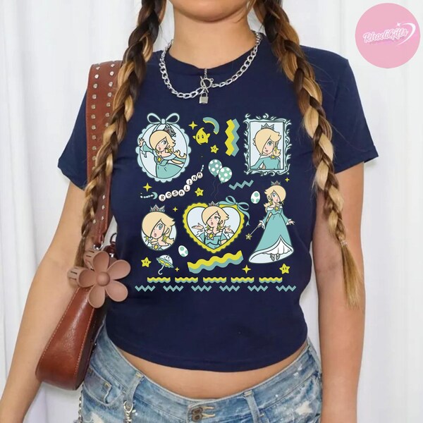 Coquette Bow Princess Rosalina Baby Tee Crop Tank, Mario Womens TShirt, Coquette Girls Trip, Birthday Gift for Girls, Epic Universe Shirt