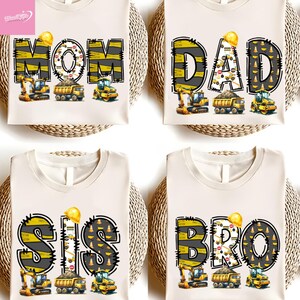 Custom Construction Crew Shirts, Mom and Dad Construction Birthday Shirts - Matching Construction Tee - Excavator Birthday Theme Shirts