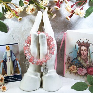 REDUCED - Our Lady of Grace Rosary Bracelet - Gemstone Bracelet - Memory Wire Bracelet - One Size Fits All Bracelet