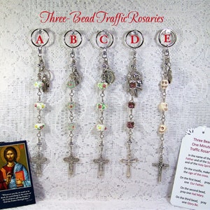REDUCED - Three Bead One-Minute Traffic Rosary - Catholic Chaplet - Car Rosary - Key Ring Catholic Rosary - Commuter Rosary