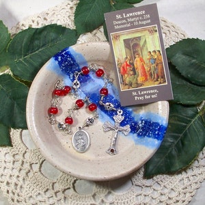 St. Lawrence of Rome Unbreakable Catholic RELIC Chaplet - Patron Saint of Chefs, Comics, Librarians, Seminarians, Students and Vintners