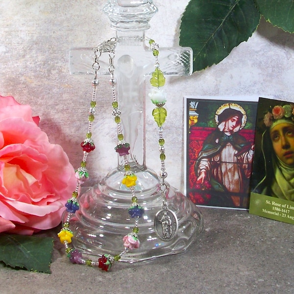 St. Rose of Lima Traditional Catholic Chaplet - Patron Saint of Needle Workers, Florists, Gardeners & Against Vanity - Catholic Rosaries