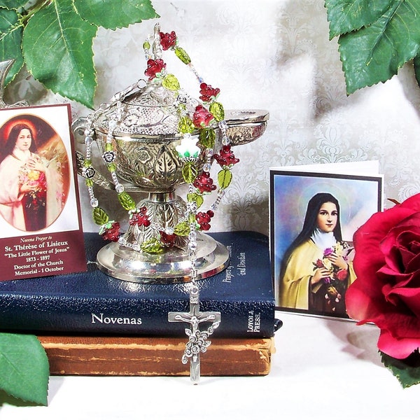 St. Therese of Lisieux One-Decade Catholic RELIC Rosary - Patron of Flower Growers and Florists, Aviators, AIDS Patients and Against Illness