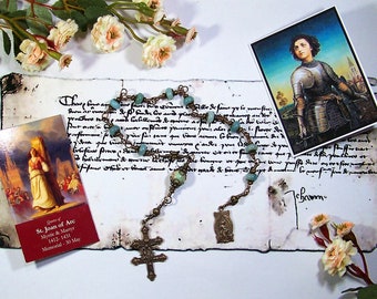 Saint Joan of Arc Unbreakable Bronze Catholic Tenner Rosary from the Special Edition Handcrafted Art Chaplet & Prayer Bead Series