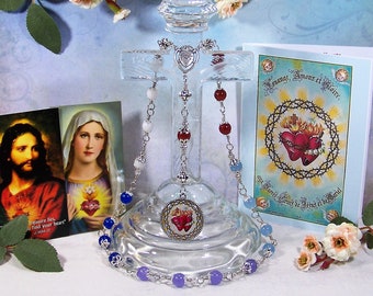 Two Hearts Heirloom Traditional Unbreakable Chaplet - Sacred Heart of Jesus and Immaculate Heart of Mary - Catholic Rosaries