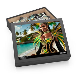 Jamaican Carnival Queen Jigsaw Puzzle: Caribbean Art, Festival Gift (252 Pieces)