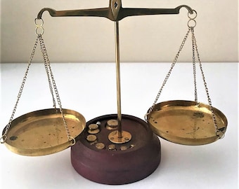 Brass Jewelry Scales, Vintage Portable Scales and Weights, Pharmacy Scales