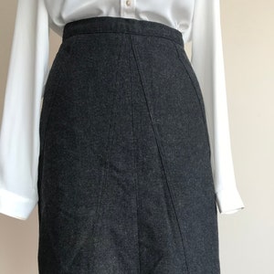 80s Wool Midi Skirt with Front Slit / Vintage Skirt / Gift for Her / Wool Skirt / 80s Skirt