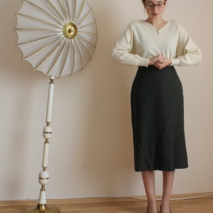 Vintage Dark Green Midi Skirt / 70s Fashion / Vintage Skirt / Smart Look / Forest Green Skirt /