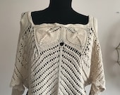 Vintage Handmade Shawl Poncho Wrap Crocheted shoulder Cape Boho Wrap Festival Wear Gift for Her Wool Poncho