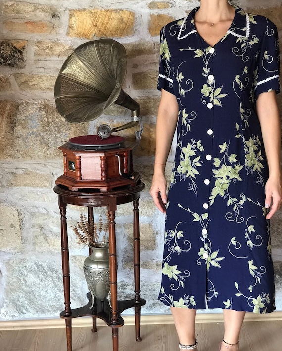 70s Vintage Midi Dress / Handmade Summer Dress / … - image 1