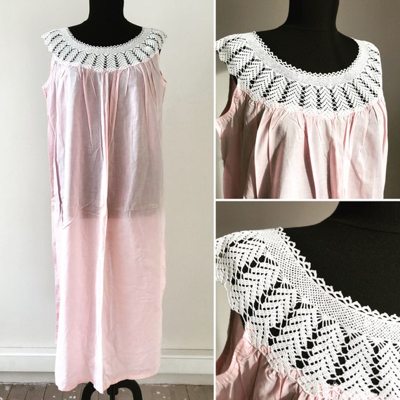 80s Handmade Romantic Night Gown / Nightie / Vint… - image 1