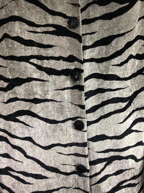 1980s Vintage Zebra Print Velvety Blouse / Animal… - image 5