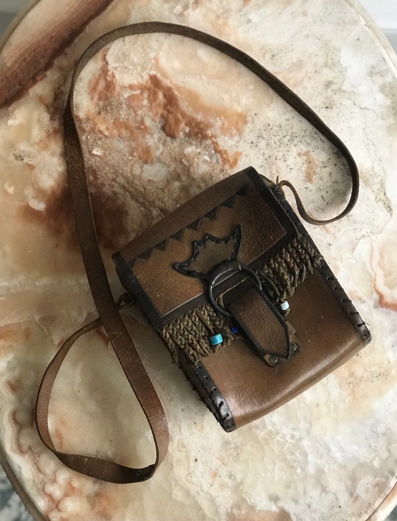 1970s Vintage Leather Boho Bag Vintage Messenger Bag Hunter/'s bag Festival Bag Hippie Bag Genuine Leather Bag