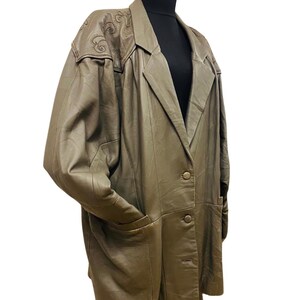 Vintage 80s Genuine Leather Oversize Smokey Gray Overcoat / Long Gray Coat / Leather Winter Jacket