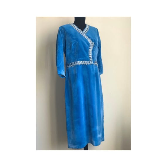 1970s Vintage Silk Velvet Midi Cocktail Dress / Ve