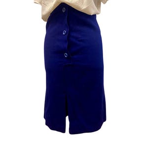 1970s Navy Blue Petite 100% Wool Skirt with Navy Blue Buttons  Midi Below the Knee Woolen Skirt / Vintage Skirt / Wool Skirt