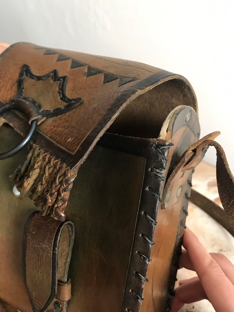 1970s Vintage Leather Boho Bag Vintage Messenger Bag Hunter/'s bag Festival Bag Hippie Bag Genuine Leather Bag