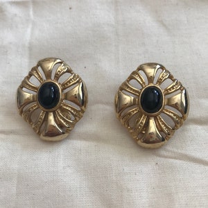 90s Vintage Ohrclips / Modeschmuck / goldfarbene Ohrringe / Geschenk für sie / elegante Ohrringe / Vintage Schmuck