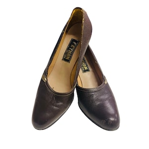 70s Vintage Brown Leather Heels /Vintage Shoes / Designer Shoes / High Heels / Size EU W38