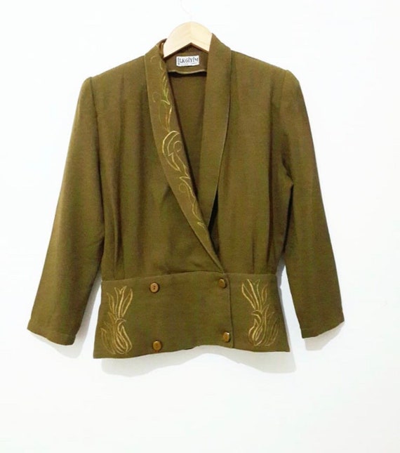 olive green embroidered jacket