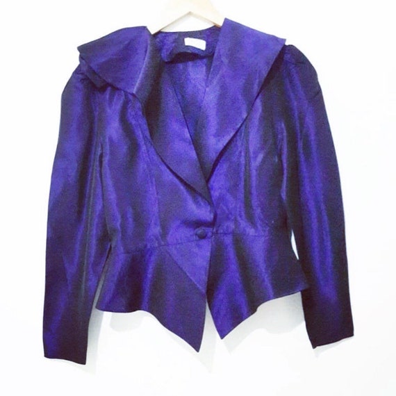 1980s Vintage Jacquard Purple Jacket / Gothic Sty… - image 1