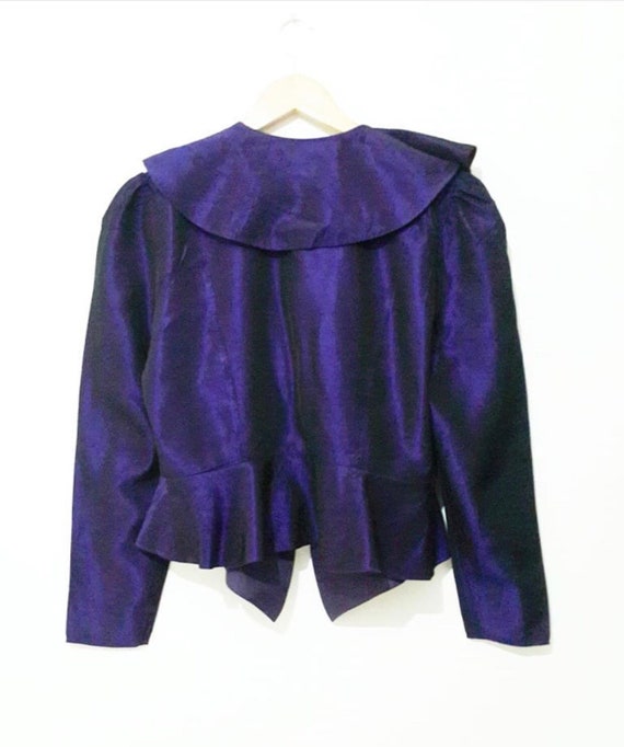 1980s Vintage Jacquard Purple Jacket / Gothic Sty… - image 2