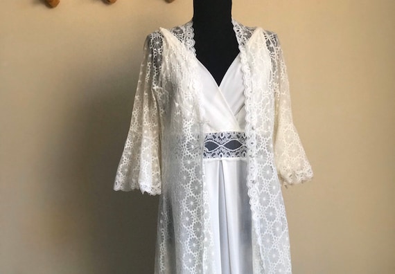 1970s Vintage Ivory Nightgown and Lace Robe Set / Womens | Etsy