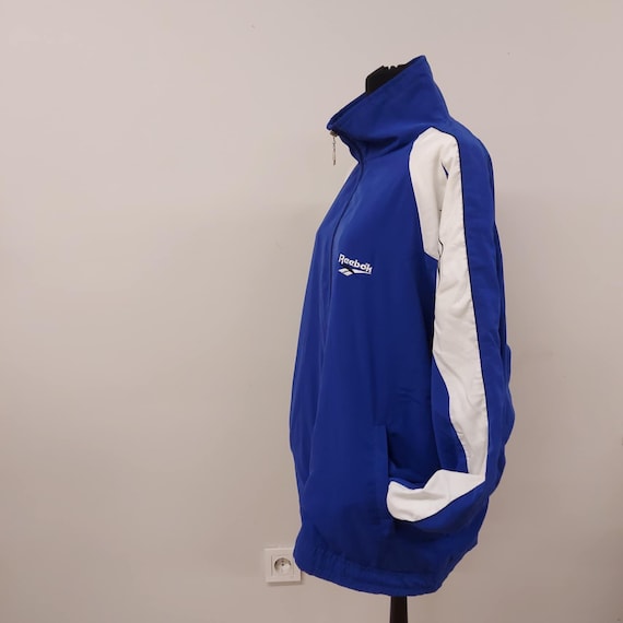 Vintage 90s Reebok Windbreaker: Blue & White Oversized Streetwear