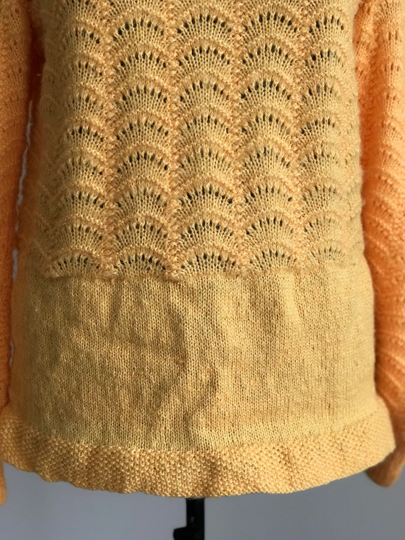Vintage 80s Handmade Bright Yellow Cardigan Long Sleeve Cardigan 80s Cardigan Women\u2019s Sweater