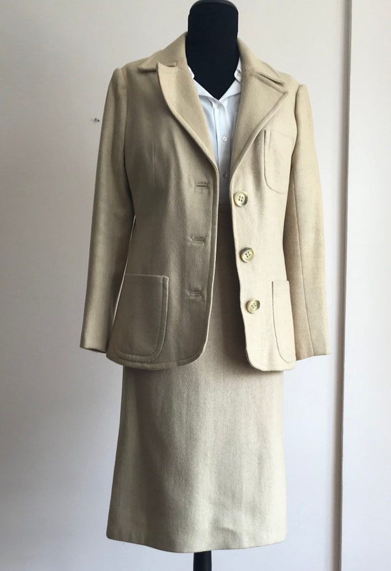 Vintage Wool Skirt Suit / Two Piece Suit / 70s Ski