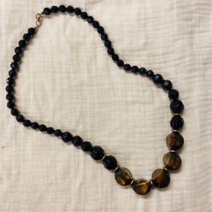 Vintage 1980s Mocha Brown Chunky Bead Necklace / Vintage Necklace with Large Beads / Gift for Her