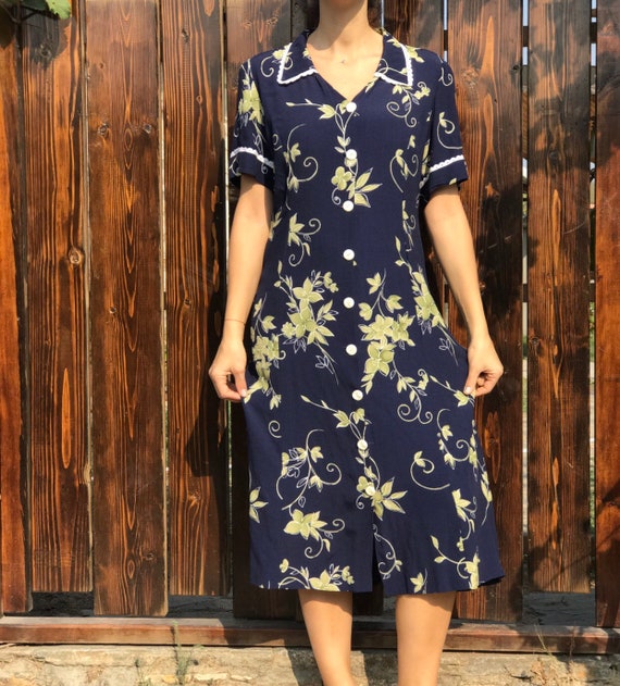 70s Vintage Midi Dress / Handmade Summer Dress / … - image 2