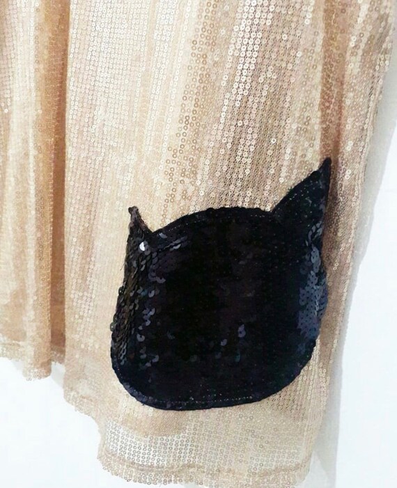 Vintage Sequin Mini Dress / Sequin Dress / Beige … - image 7