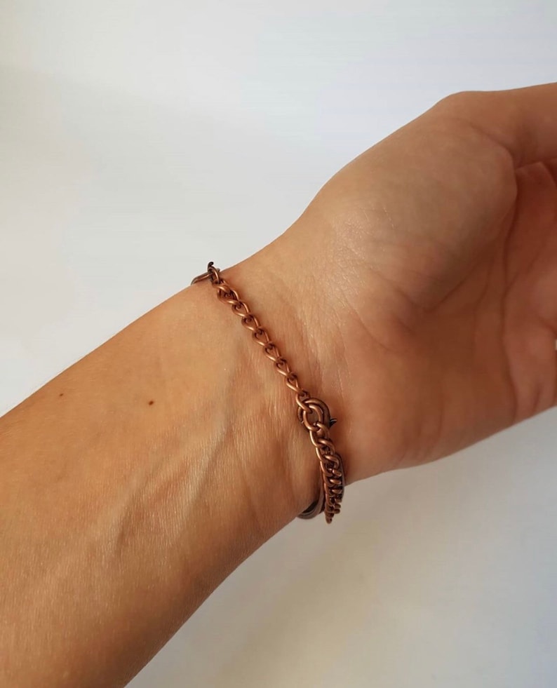 1980s Vintage Copper Bracelet with Turquoise Color Porcelain Statement Piece Women\u2019s Bracelet Gift for Her