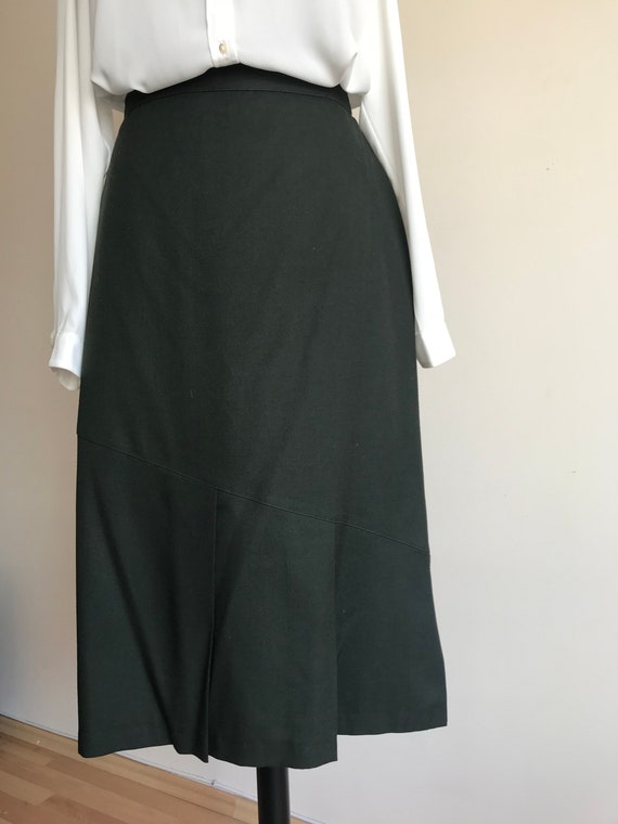 Vintage Dark Green Midi Skirt / 70s Fashion / Vin… - image 3