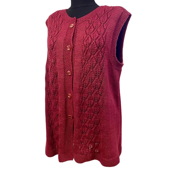 Gilet boutonné oversize bordeaux fait main vintage des années 1980