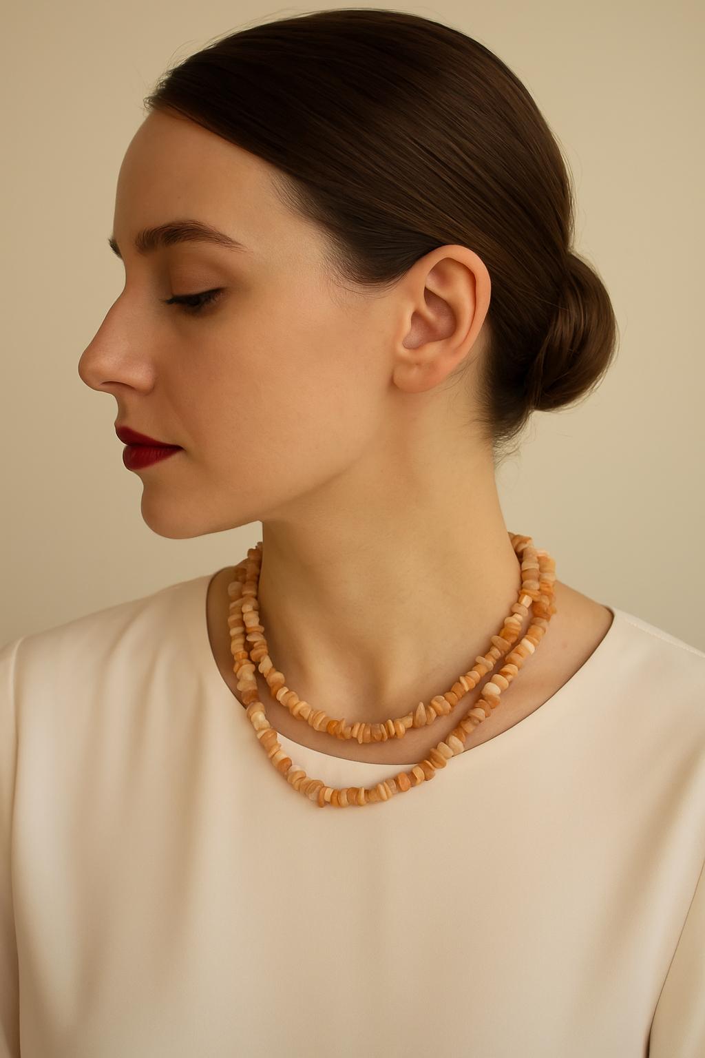 Collier Court Vintage Bois Et Métal Doré/argenté - Années 1980/1990 - Occasion