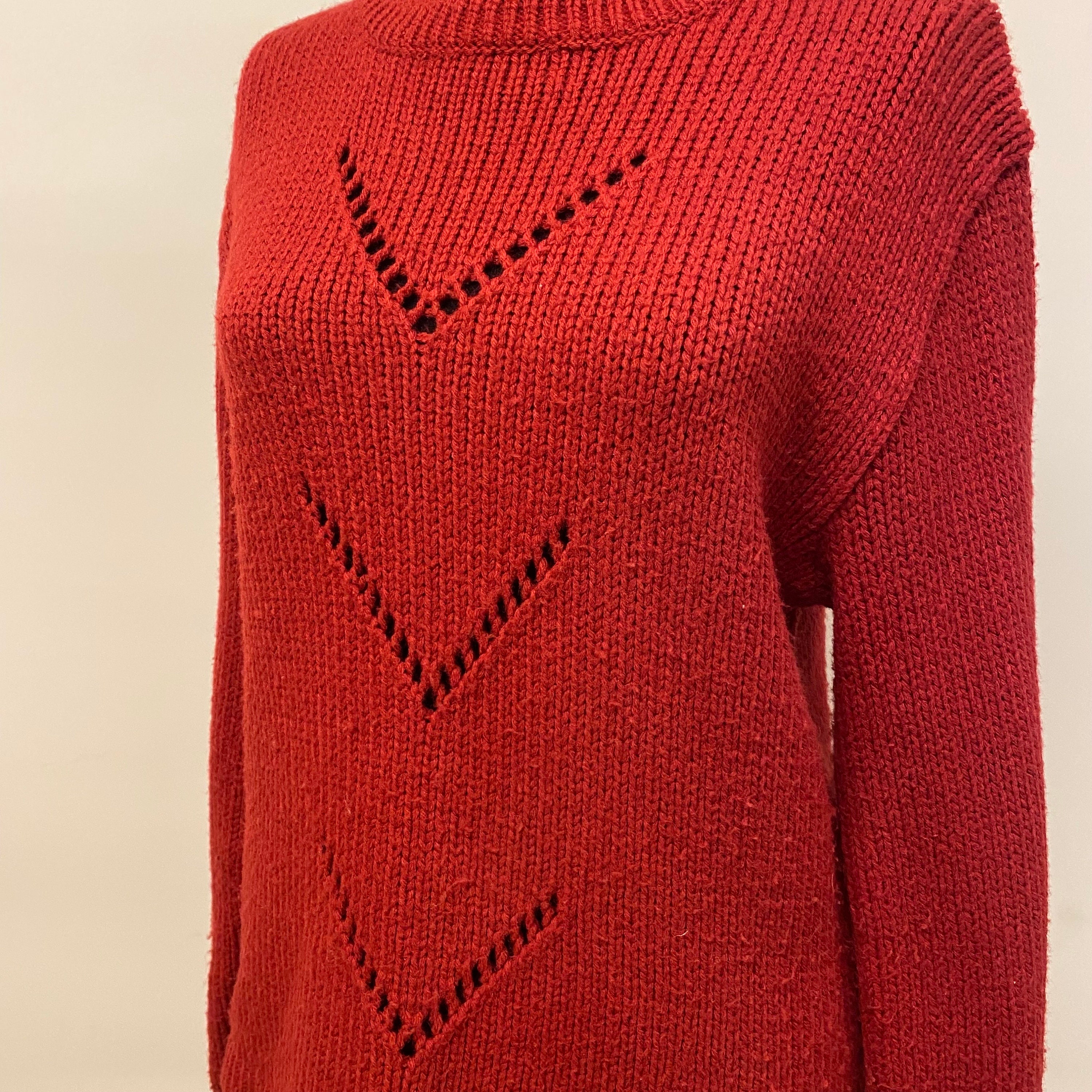 Vintage 90s Scandi-style Nordic Vivid Red Cardigan / Long