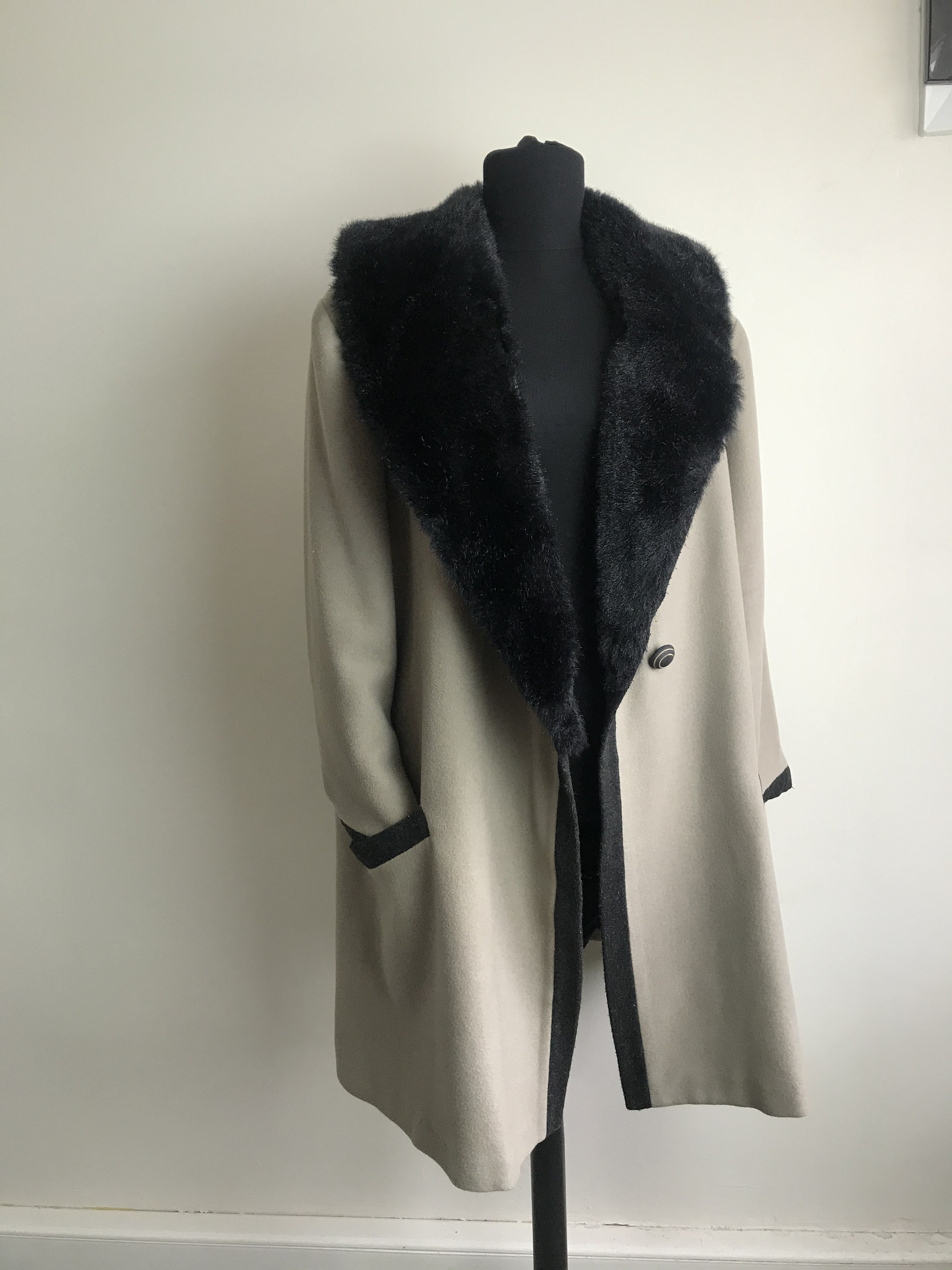 1980s Vintage Handmade Light Brown Woolen Coat With Faux Fur - Etsy