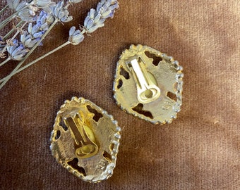 Boucles d'oreilles créoles maille palmier, or jaune 13.80gr, bijoux maille palmier
