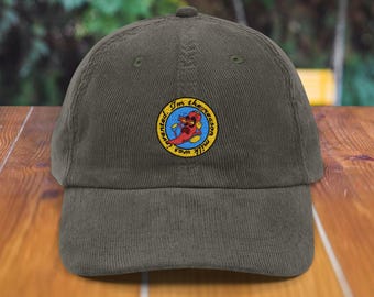 Vintage Embroidered Corduroy Cap: Trendy Pepper Design