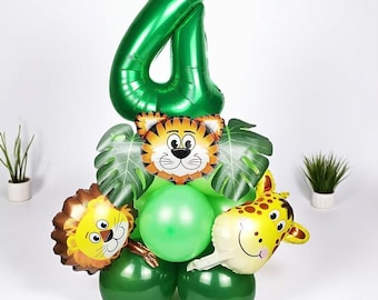 Jungle Safari-verjaardagsballonnen: dierennummerset, bosfeestdecor