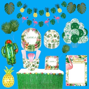 Artículos para fiestas hawaianas / Decoraciones para fiestas tropicales hawaianas / Decoración con temática de safari en la jungla de verano Luau B19
