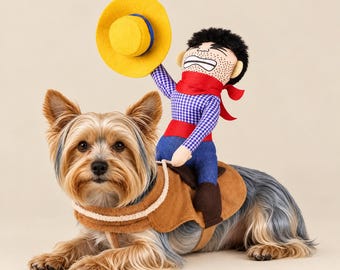 Halloween Pet Rider Costume | Funny Cowboy Dog Outfit | Adjustable Dog Cosplay Cape B24 R