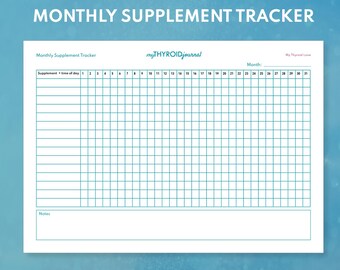 Registro de suplementos mensuales imprimible: registro de medicamentos, planificador de salud diario (PDF)